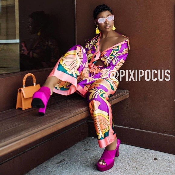 ZARA SATIN PRINTED PAJAMA STYLE PANTS - Picture 14 of 15